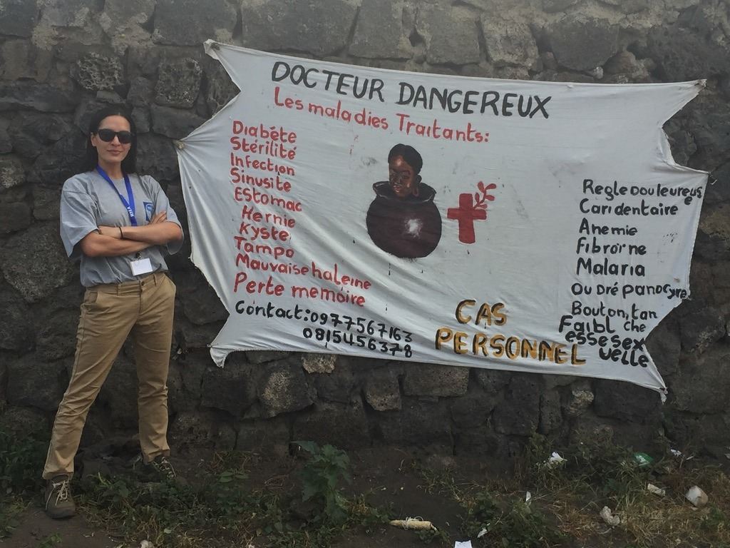 Community health messaging in eastern DR Congo.